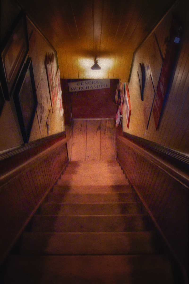 The steps the child haunts at St. James General Store