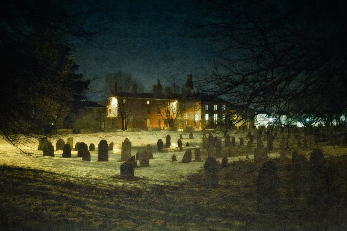 Giles Corey was pressed to death by heavy stones in the field which is now the Howard Street Burial Ground, adjacent to the old Salem Jail.