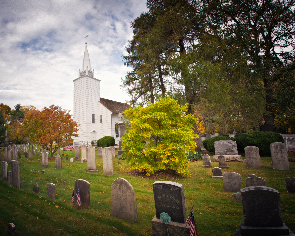 The Caroline Church of Brookhaven, c. 1730. British soldiers and officers in Setauket would attend the Caroline church, and used it as a field hospital in the Battle of Setauket. It was a center of Loyalist activity in revolutionary Long Island.