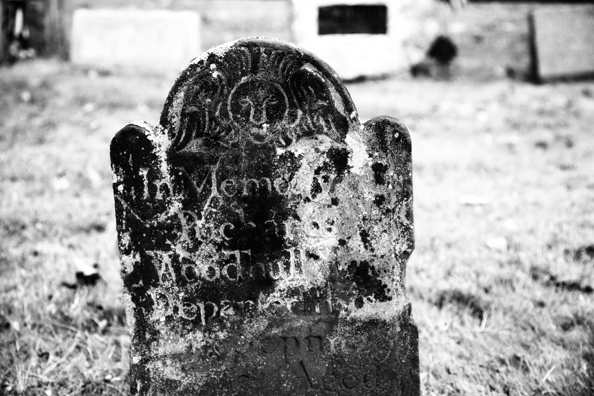 Colonial era tombstone in the Presbyterian Church Burial Ground, Setauket, New York