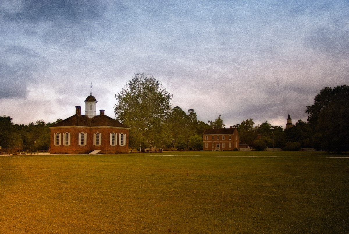 The courthouse and militia training grounds, Colonial Williamsburg, Virginia