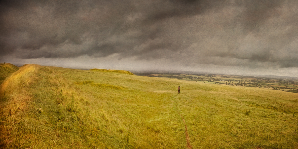 Inside the walls of Bratton Camp, towards the long barrow