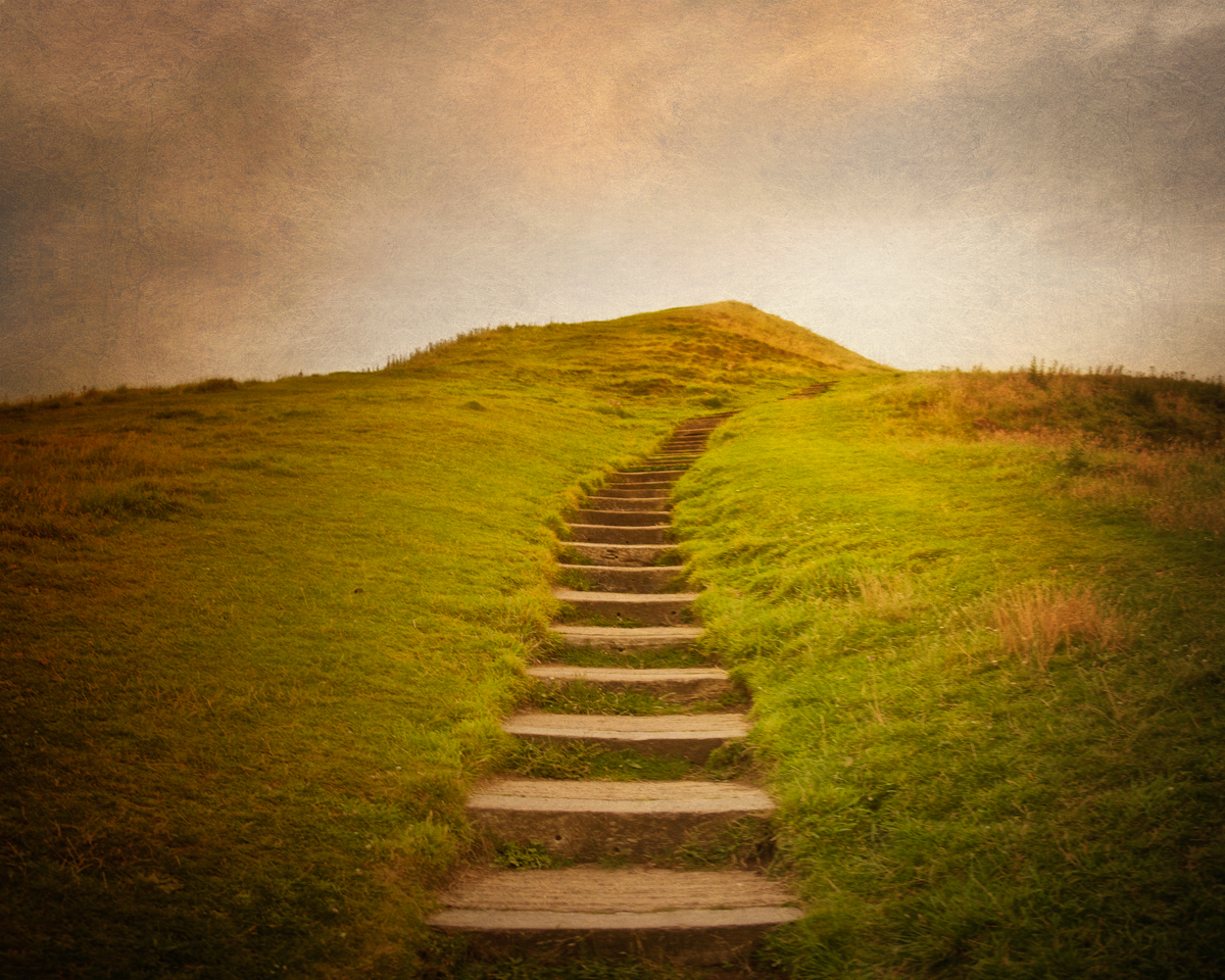 Photo of the steps leading to the top of Glastonbury Tor