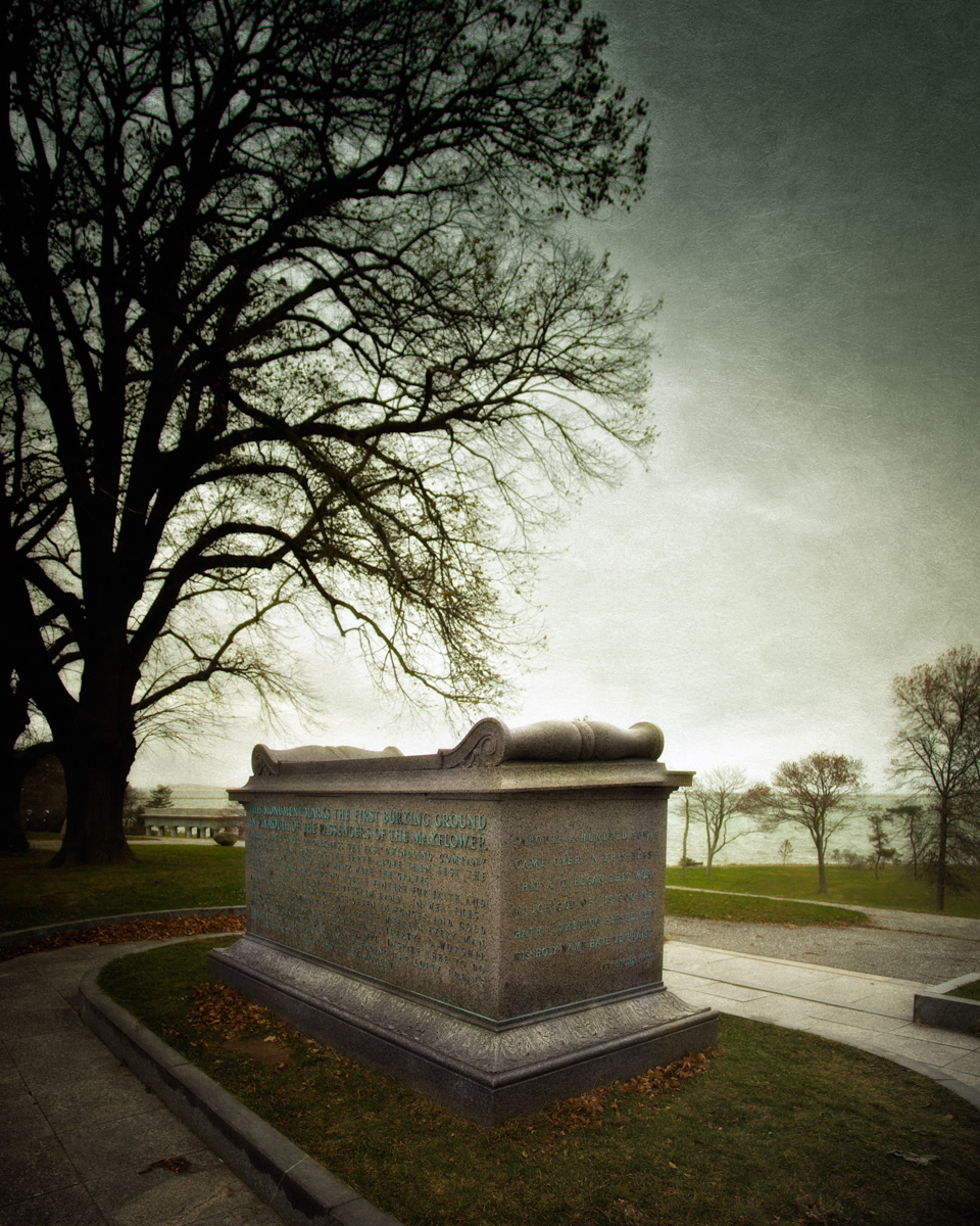 The The Sarcophagus at haunted Plymouth, overlooking the harbor