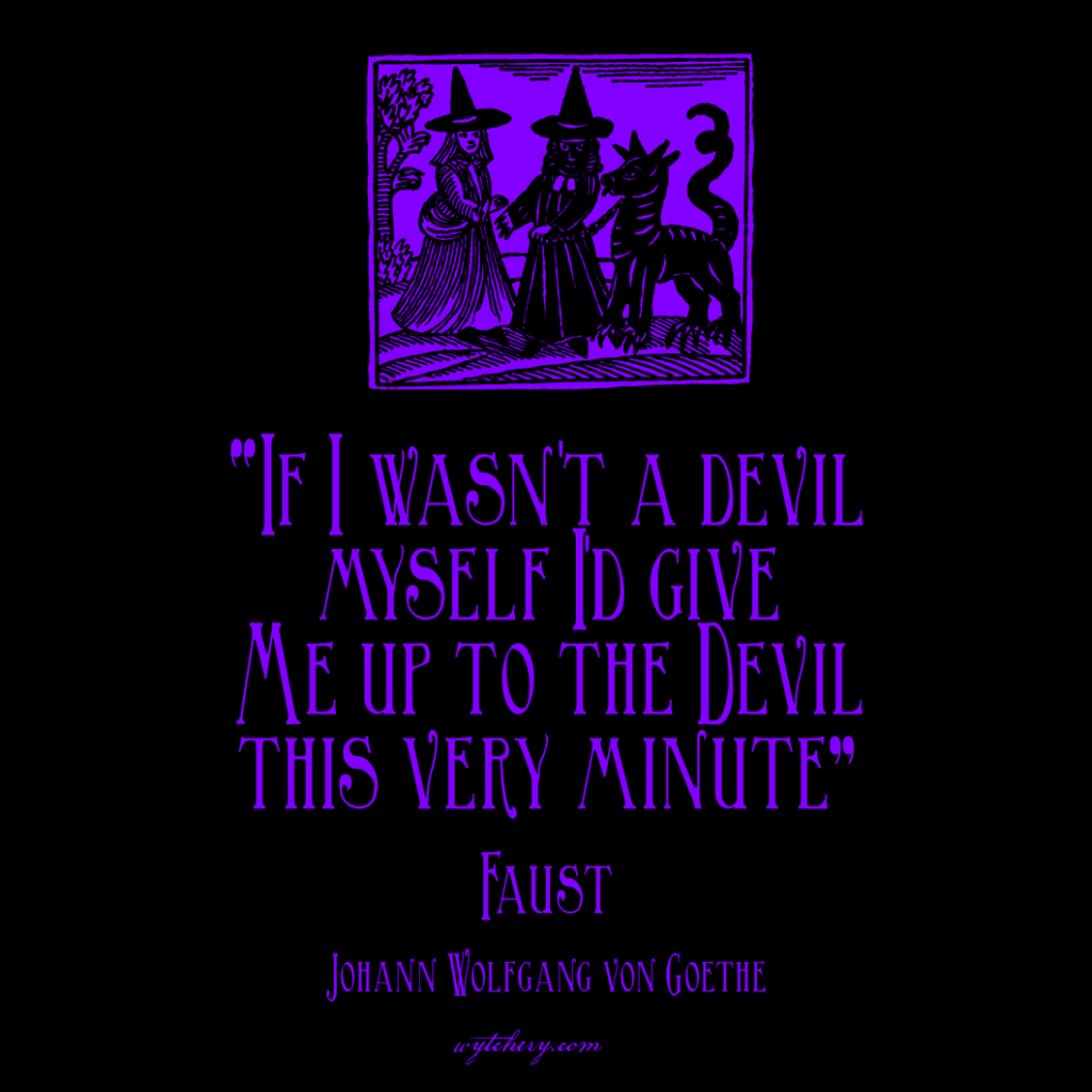 “If I wasn’t a devil myself I’d give me up to the Devil this very minute,” Johann Wolfgang von Goethe, Faust