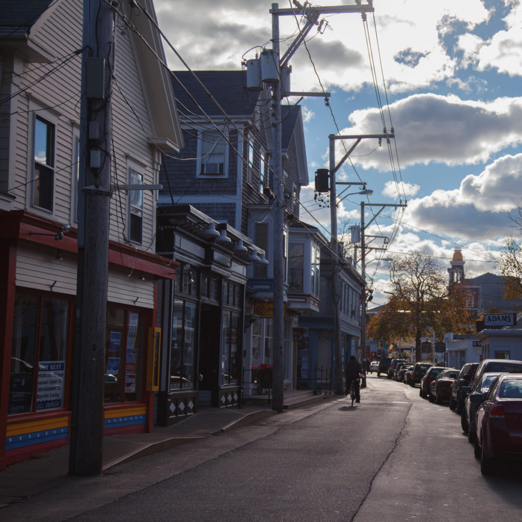 The narrow streets of Provincetown, Massachusetts which was besieged by the Black Flash of Provincetown in the early twentieth century.